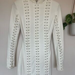House of CB White Long Sleeve Dress with Embroidery